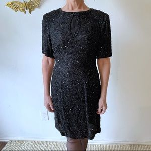 Beaded Black Formal Cocktail Dress